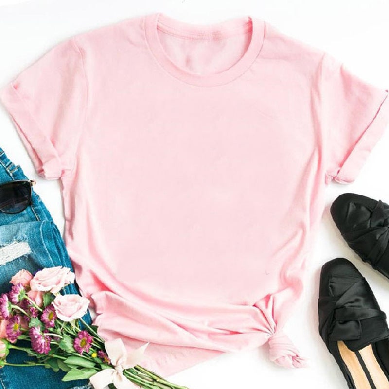 round neck casual short-sleeved T-shirt women's top custom T-shirt one-piece delivery - Image 4