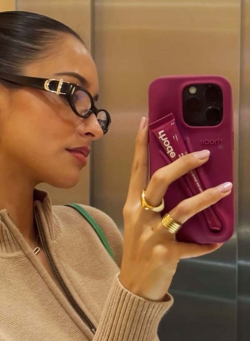 Rhode iPhone 15 Silicone Lip Holder for Cell Phone, Lip Gloss Adhesive Sleeve for Phone, Lip Holder Stick-on Phone Case, Back Stick On Holder for Rhode iPhone 15(Raspberry Jelly) - Image 2