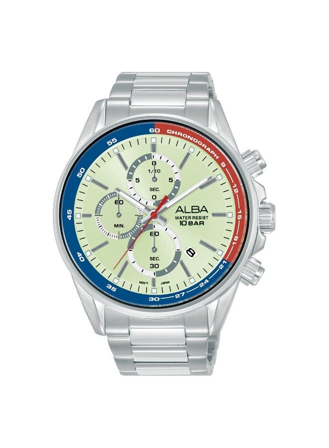 Alba Active Chronograph Men’s Watch AM3A53X1, 44 mm Green Dial, Stainless Steel Case & Bracelet, 100 m WR - Image 5