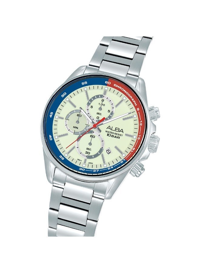 Alba Active Chronograph Men’s Watch AM3A53X1, 44 mm Green Dial, Stainless Steel Case & Bracelet, 100 m WR - Image 3
