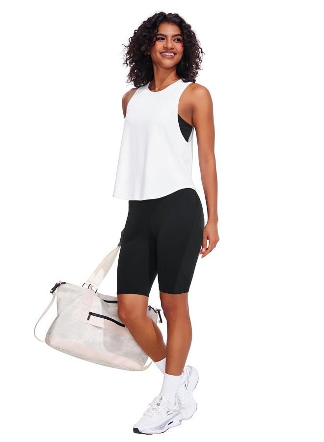 JOYSPELS Ice Silk Workout Tank Tops for Women Quick Dry Sleeveless Loose Fit Athletic Running Shirts, White, M - Image 5