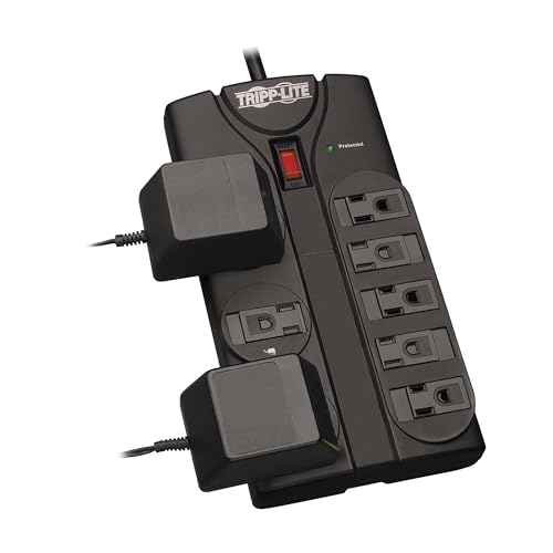 Tripp Lite Eaton Tripp Lite series TLP808B 8 Outlet Surge Protector Power Strip with Flat Plug, 1440 Joule Rating, Black, UL Listed & Certified, 8ft Extension Cord with Multiple Outlets for Home Office - Image 2
