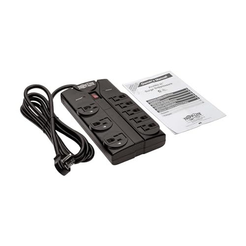 Tripp Lite Eaton Tripp Lite series TLP808B 8 Outlet Surge Protector Power Strip with Flat Plug, 1440 Joule Rating, Black, UL Listed & Certified, 8ft Extension Cord with Multiple Outlets for Home Office - Image 3