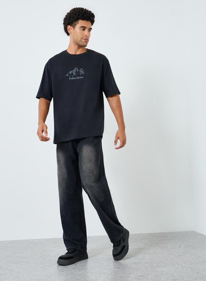 ستايلي تيشيرت واسع بطبعة جرافيك - Image 2