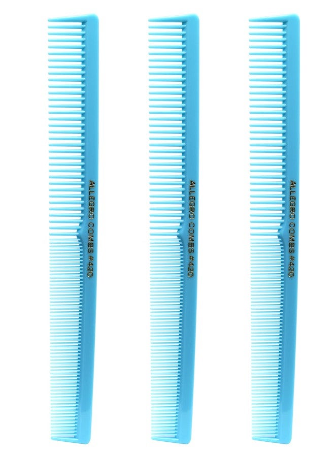 Allegro Combs 420 Hair Stylist Barbers Cutting Combs Beard Comb Mustache Mens Women Toddler Boys Braiding Hair Parting Usa 3 Pc. (Baby blue) - Image 1