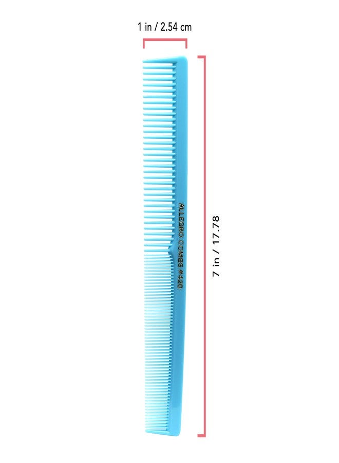 Allegro Combs 420 Hair Stylist Barbers Cutting Combs Beard Comb Mustache Mens Women Toddler Boys Braiding Hair Parting Usa 3 Pc. (Baby blue) - Image 2