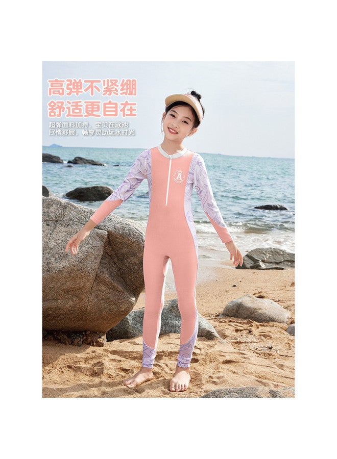 YouYou Children's Swimsuit Girl One-piece Mid-to-large Kids New Long Sleeve Long Pants Junior High School Student Professional Swimming Training Swimsuit - Image 3
