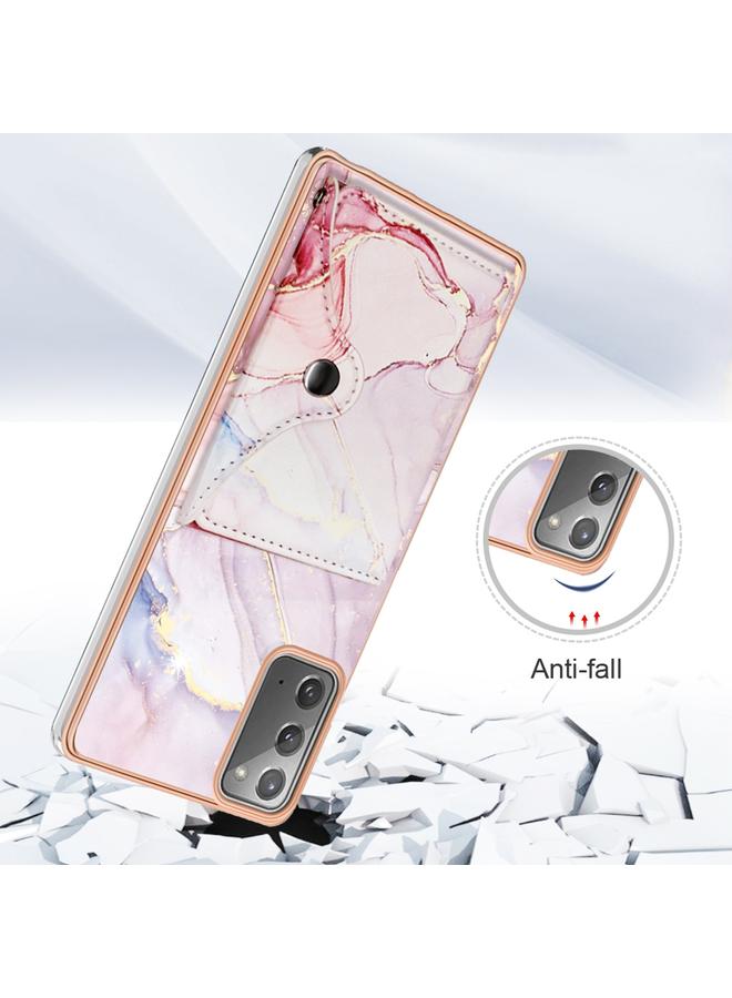 اس-توب جراب لهاتف Samsung Galaxy Note20 بنمط رخامي مع فتحة بطاقة IMD - Image 2