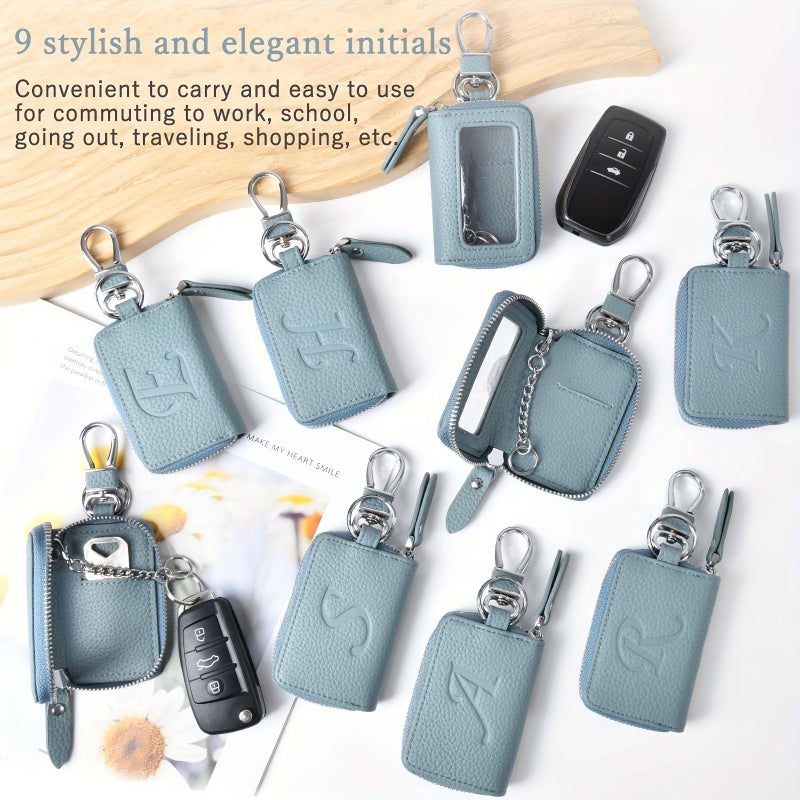 Blue Pu Leather Key Case With Remote Control Holder Durable Key Ring For Daily Commute Ideal Gift For Valentine Mothers Fathers Teachers Day - Image 1