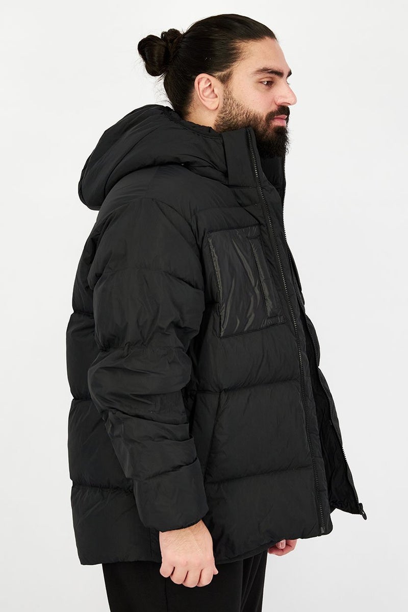 adidas Originals جاكيت بافر رياضي للرجال، أسود - Image 3