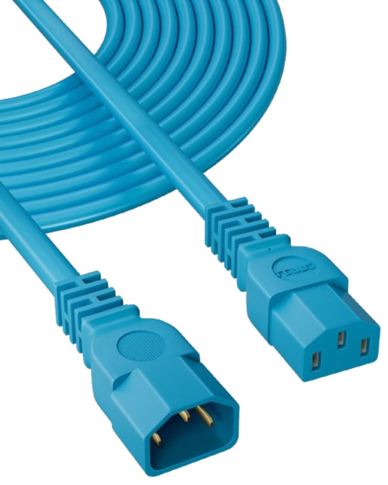 FEDUS كابل طاقة رابط IEC C13 إلى C14 250 فولت ذكر أنثى كابل تمديد، 18AWG 10A للكمبيوتر، الطابعة، SMPS، الشاشة، الخادم، عرض سميك (أزرق، 1.8 متر) - Image 1