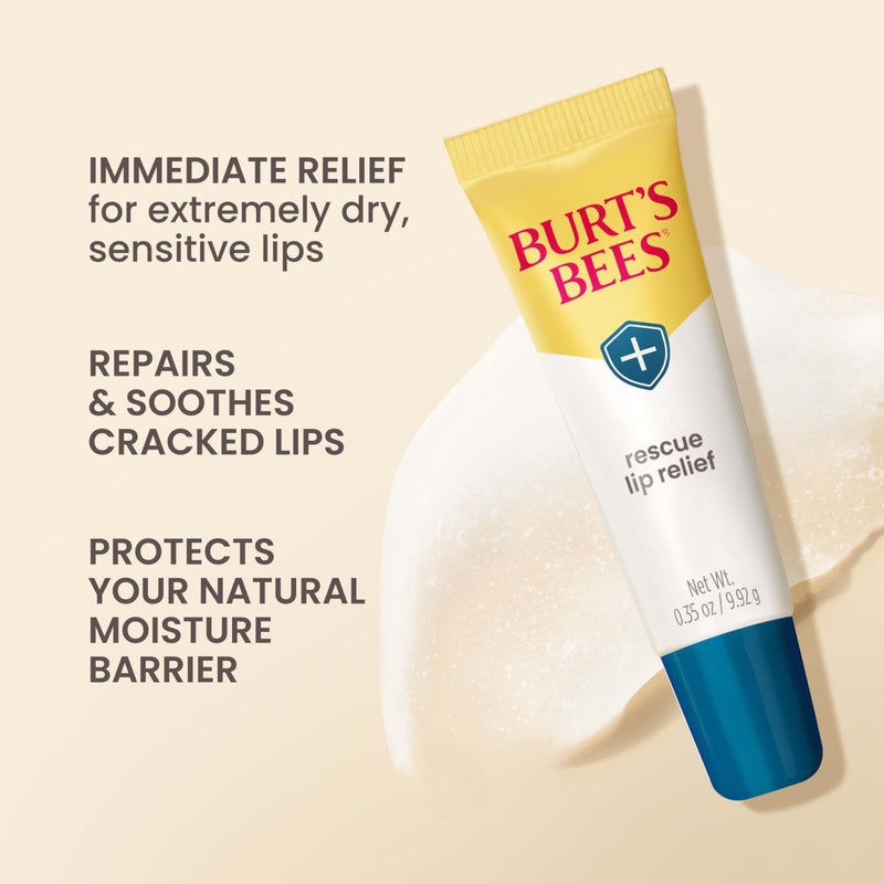 Burt's Bees Lip Balm Stocking Stuffers, Moisturizing Lip Care Christmas Gifts, Rescue Relief - Relieves Extremely Dry Lips with Moisturizing Shea Butter & Echinacea, Natural Origin Treatment (3-Pack) - Image 2