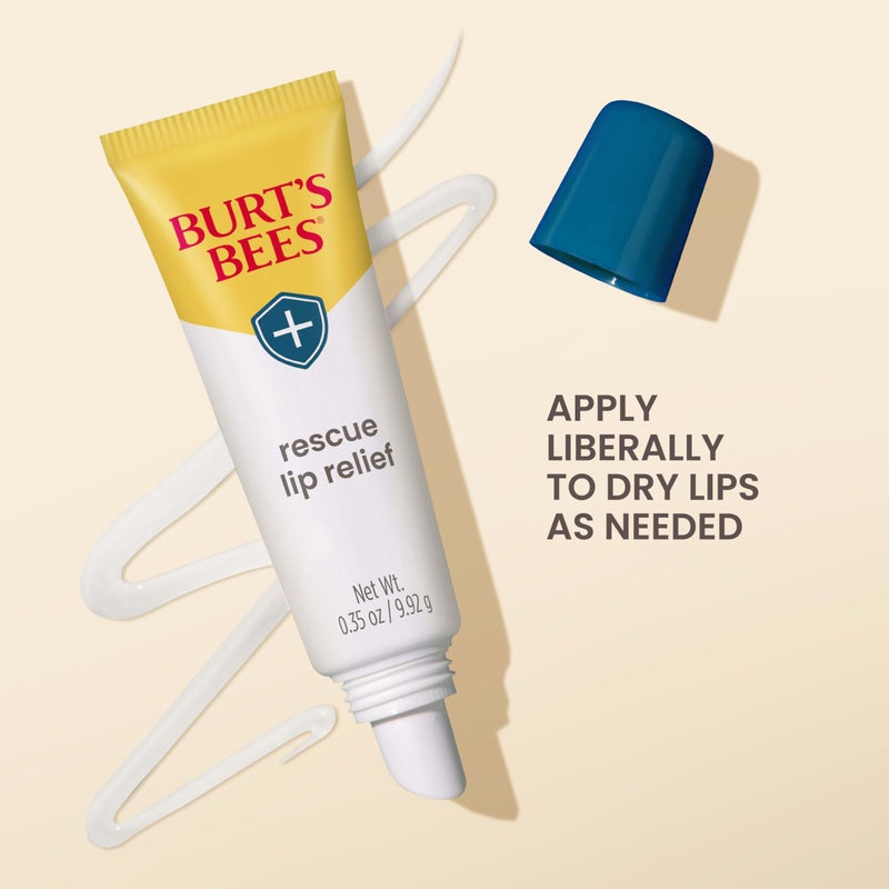 Burt's Bees Lip Balm Stocking Stuffers, Moisturizing Lip Care Christmas Gifts, Rescue Relief - Relieves Extremely Dry Lips with Moisturizing Shea Butter & Echinacea, Natural Origin Treatment (3-Pack) - Image 4