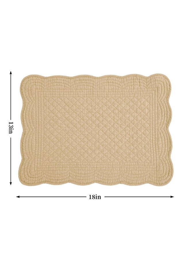 HOMBYS Quilted Placemats Set of 6 Washable-13x18 inches Rectangular Placemats for Kitchen Table-100% Cotton Fabric Rectangular Table Mats-Cotton, (Khaki) - Image 2