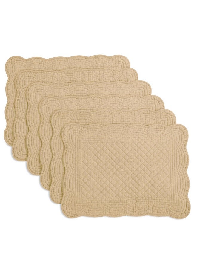 HOMBYS Quilted Placemats Set of 6 Washable-13x18 inches Rectangular Placemats for Kitchen Table-100% Cotton Fabric Rectangular Table Mats-Cotton, (Khaki) - Image 1