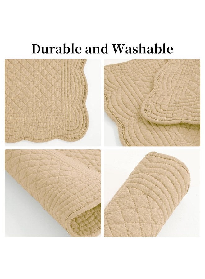 HOMBYS Quilted Placemats Set of 6 Washable-13x18 inches Rectangular Placemats for Kitchen Table-100% Cotton Fabric Rectangular Table Mats-Cotton, (Khaki) - Image 5