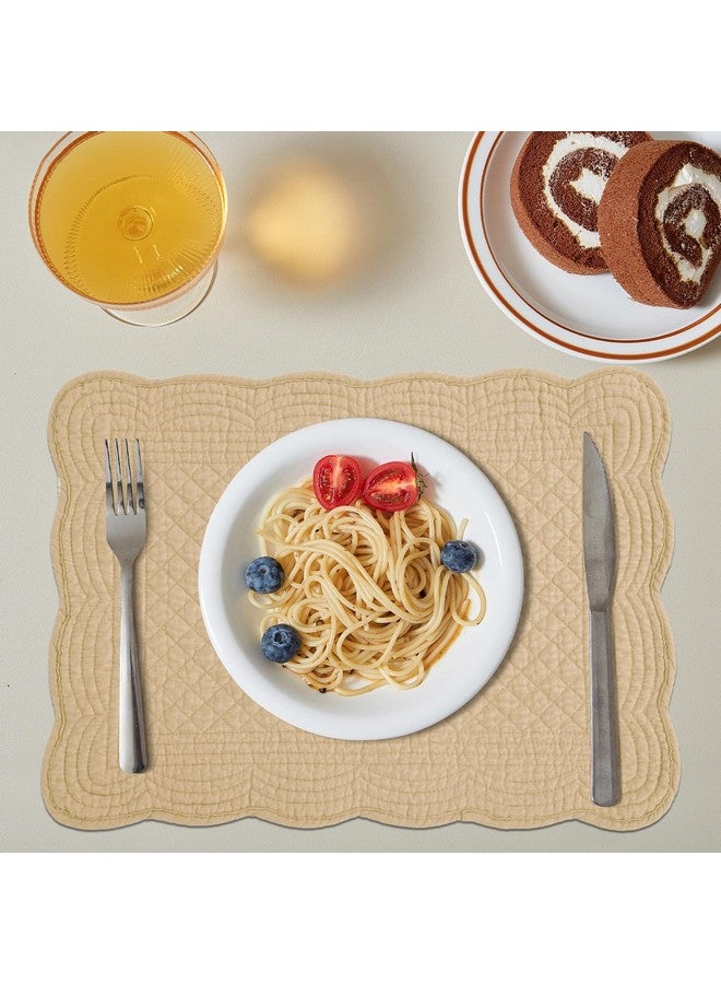 HOMBYS Quilted Placemats Set of 6 Washable-13x18 inches Rectangular Placemats for Kitchen Table-100% Cotton Fabric Rectangular Table Mats-Cotton, (Khaki) - Image 3