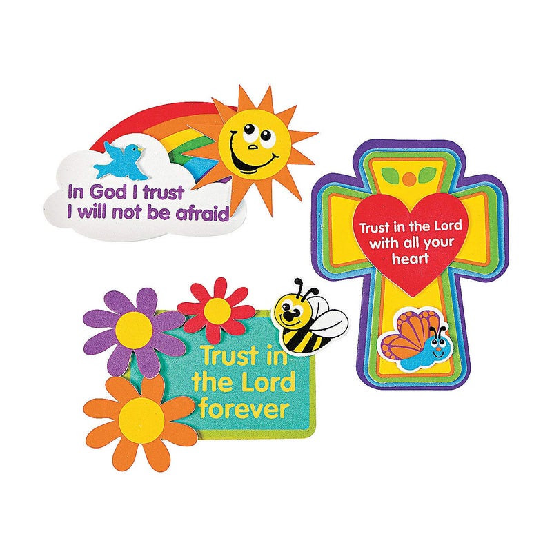 Fun Express Trust in The Lord Magnet Craft Kit - Religious DIY Craft for Sunday School Easter Activities Church Groups & Special Occasions - Ideal for Kids & Family Fun - 12 Pieces - Image 4