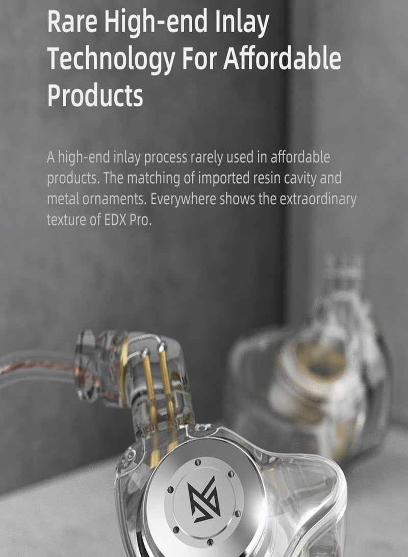 KZ EDX Pro In-Ear Stage Monitor Headphone - Dual Magnetic Dynamic Unit, Shock Bass, Comfortable Wired Earbuds with  Mic - Image 5
