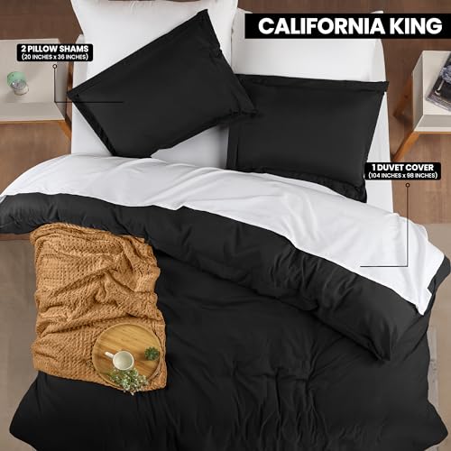 Utopia Bedding Duvet Cover California King Size 3 Piece with Zipper Closure 1 Comforter Cover 104X98 Inches 2 Pillow Shams 20X36 Inches Black Comforter Not Included - Image 3