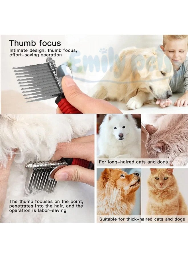 Emily Pets Dog Grooming Combo Set Dog Plastic Slicker Brush With Press Key For Puppies And Dogs With Dogs Dematting Comb, Stainless Steel Blades Rakes For Dog, Puppy, Cat,Rabbit(Pack 2, Multi Color) - Image 5