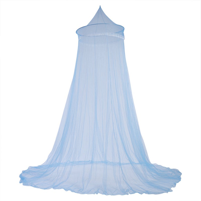 Elegant Lace Princess Kids Bed Canopy Curtain Mosquito Netting for Girls Room Bedding (Blue) - Image 1