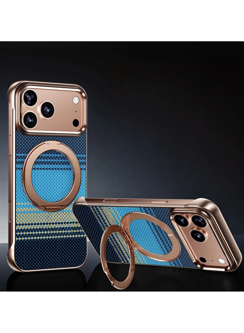 general for iPhone 17 Pro Max Carbon Fibre Magnetic Stands Case Drop Protection Heat Dissipation Bezel-less Case Strong Magnetic Compatible MagSafe Case