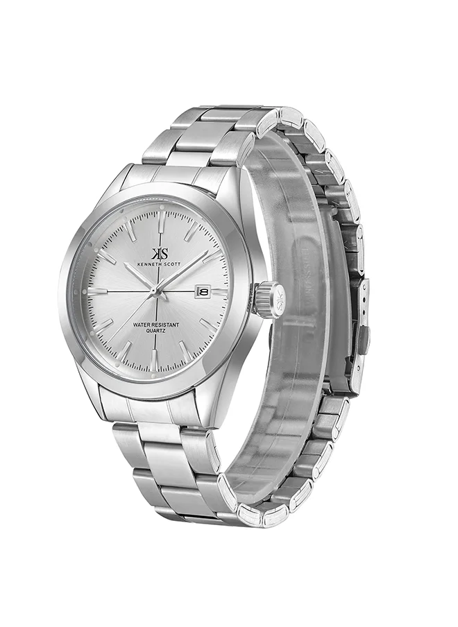 KENNETH SCOTT Kenneth Scott Men's White Dial Analog Watch - K23025-SBSW