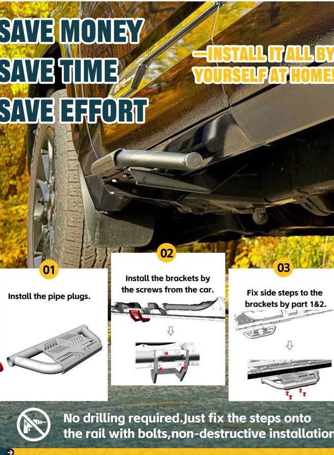 Trumgeta 2X EZ Side Steps Fit for 2019-2025 Dodge Ram 1500 Crew Cab Quad Cab Running Boards 350 Lbs - Image 5