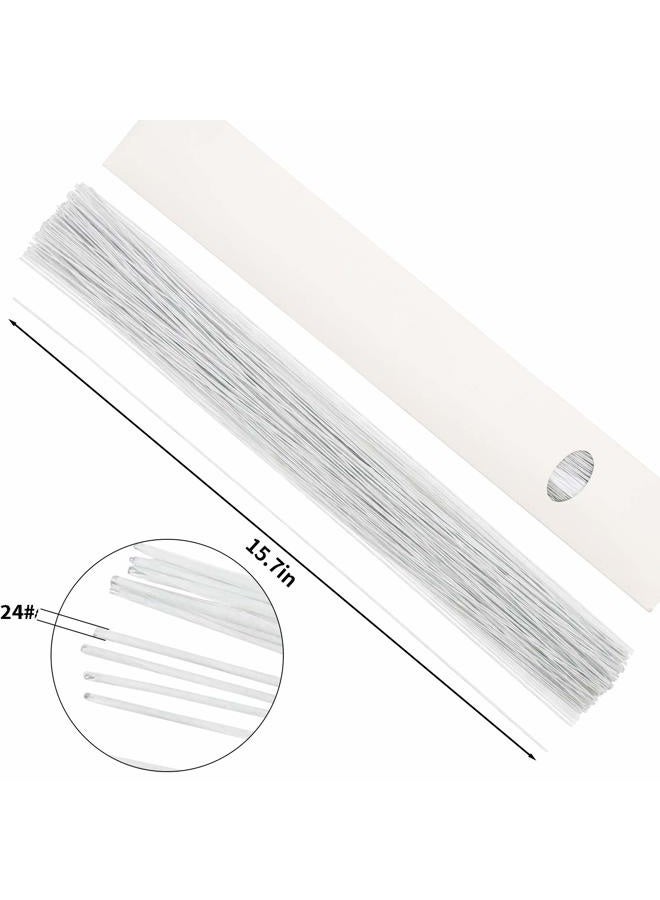 CCINEE 24 Gauge White Floral Wire Stem for Flower Arrangement Craft Supply,16 Inch,200PCS - Image 2