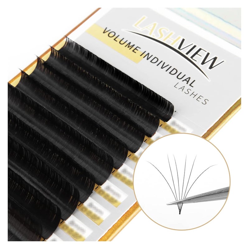 LASHVIEW 007 Thickness Silk Individual Lash Extensions C Curl 12mm Soft Application for Professional Salon Use Pure Korean Silk lashes Volume Faux Mink Eyelash Extensions - Image 1