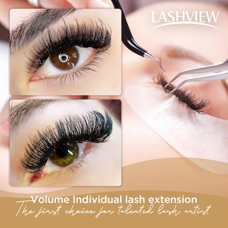 LASHVIEW 007 Thickness Silk Individual Lash Extensions C Curl 12mm Soft Application for Professional Salon Use Pure Korean Silk lashes Volume Faux Mink Eyelash Extensions - Image 5