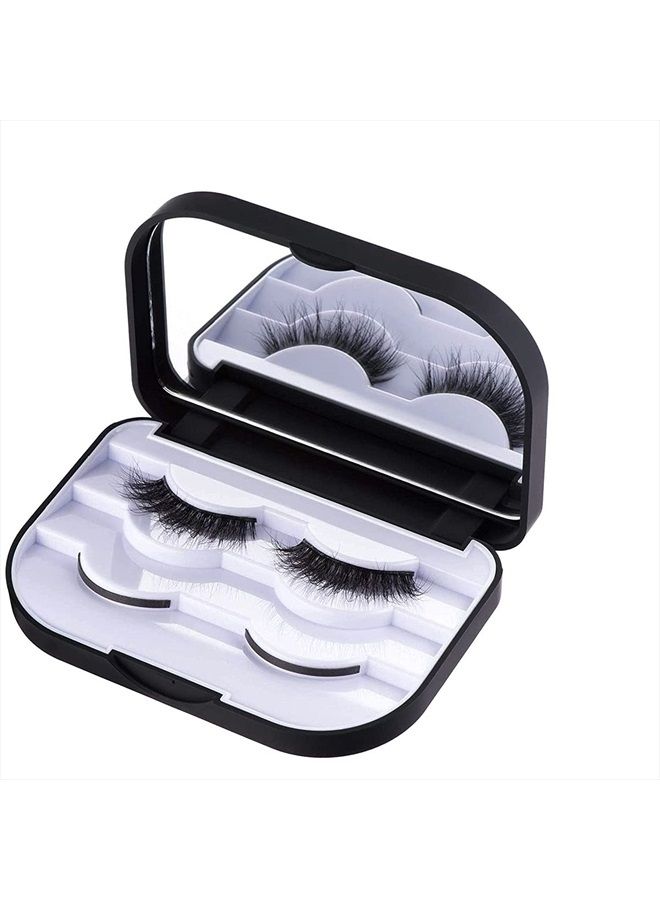 JYHi False Eyelash Storage Case with Mirror Lash Organizer Holder Box Empty Makeup Cosmetic Travel Case and Eyelash Tweezers 3 Pari Strip Lash Container (Black) - Image 4