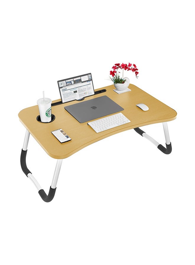ZOBER Portable Folding Laptop Desk for Bed with Cup Holder Adjustable Lap Tray Notebook Stand Lap Desk Foldable Non-slip legs grip Stand Table for outdoor, indoor, working, studying, camping - Image 1