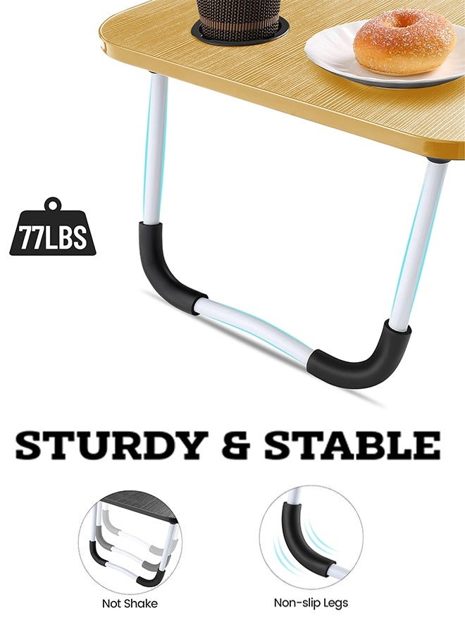 ZOBER Portable Folding Laptop Desk for Bed with Cup Holder Adjustable Lap Tray Notebook Stand Lap Desk Foldable Non-slip legs grip Stand Table for outdoor, indoor, working, studying, camping - Image 2