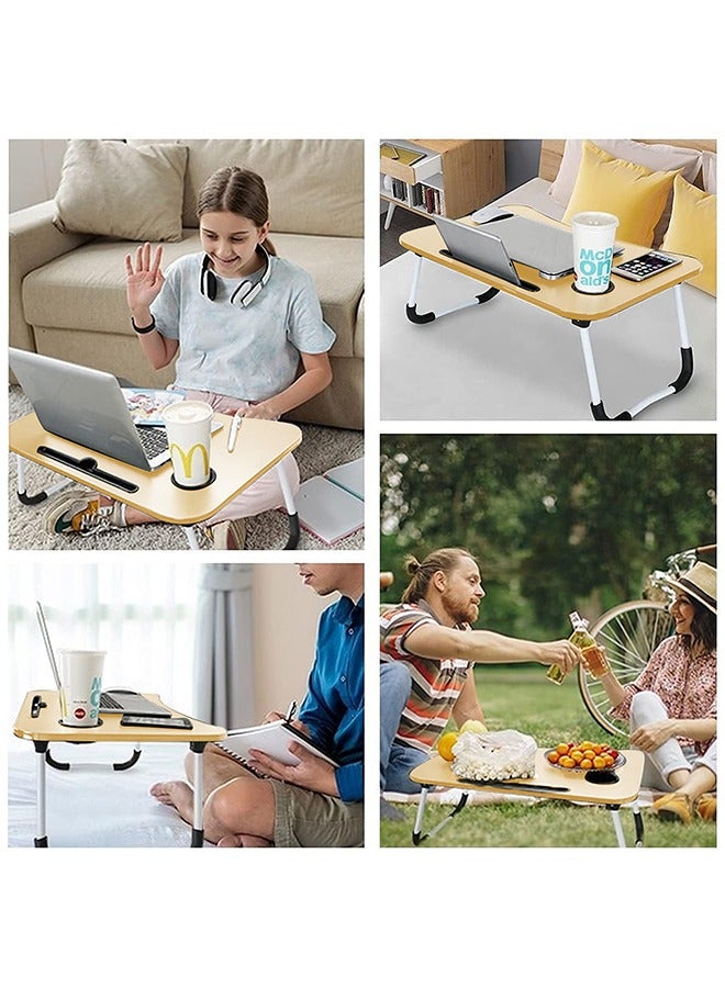 ZOBER Portable Folding Laptop Desk for Bed with Cup Holder Adjustable Lap Tray Notebook Stand Lap Desk Foldable Non-slip legs grip Stand Table for outdoor, indoor, working, studying, camping - Image 5