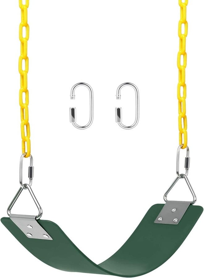 REZNOR Heavy Duty Flexible Swing Seat with Metal Triangle Ring, Anti-Rust Chain Set for Kids & Adults, Playground, Jungle & Gym (Green-Yellow, 1.5 Meter) - Image 1