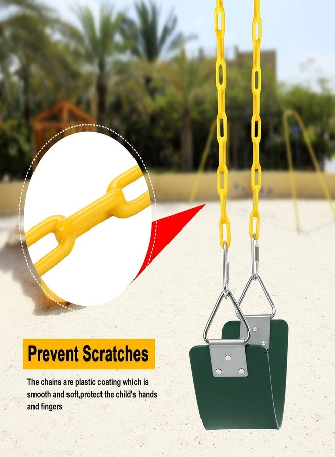 REZNOR Heavy Duty Flexible Swing Seat with Metal Triangle Ring, Anti-Rust Chain Set for Kids & Adults, Playground, Jungle & Gym (Green-Yellow, 1.5 Meter) - Image 2