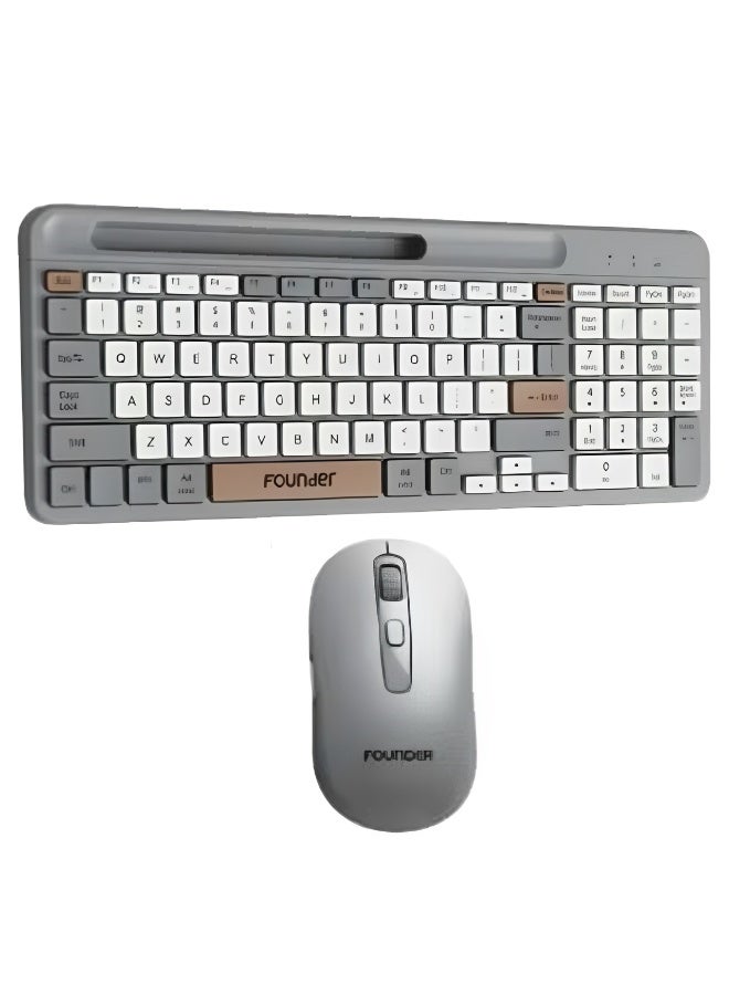 المؤسس مجموعة لوحة مفاتيح وماوس لاسلكية - تجربة كتابة مريحة وأداء موثوق للاستخدام اليومي. لوحة مفاتيح كاملة الحجم مع ماوس قابل لتعديل حساسية DPI، عمر افتراضي طويل، وتوافق مع أنظمة متعددة. - Image 1
