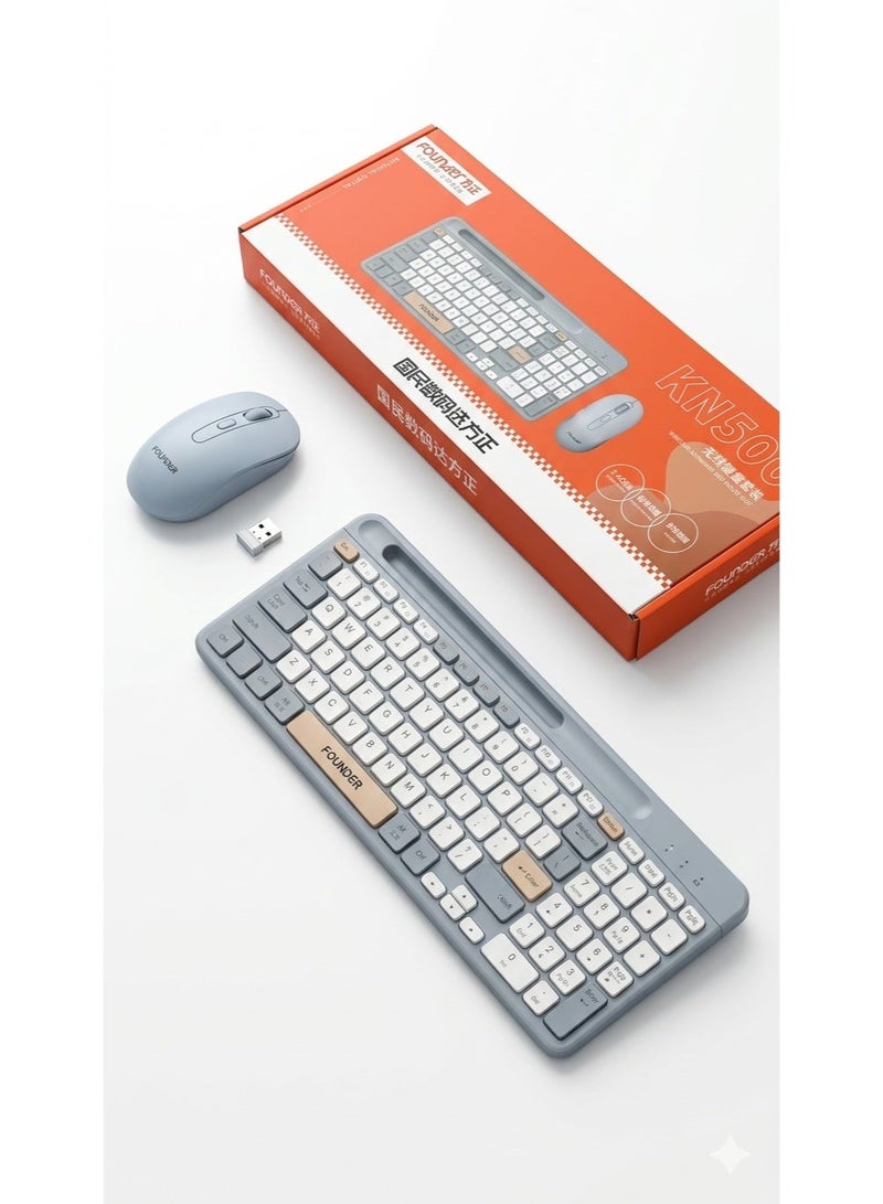المؤسس مجموعة لوحة مفاتيح وماوس لاسلكية - تجربة كتابة مريحة وأداء موثوق للاستخدام اليومي. لوحة مفاتيح كاملة الحجم مع ماوس قابل لتعديل حساسية DPI، عمر افتراضي طويل، وتوافق مع أنظمة متعددة. - Image 3