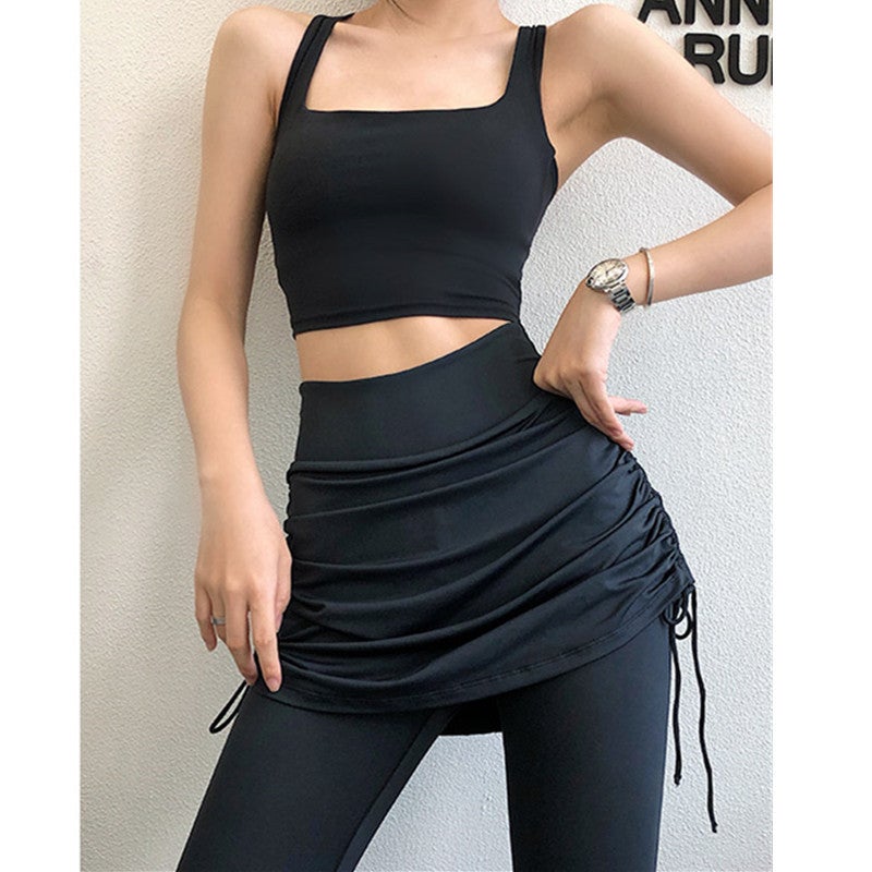 Generic Quick-Dry Breathable Yoga Pants Skirt Black