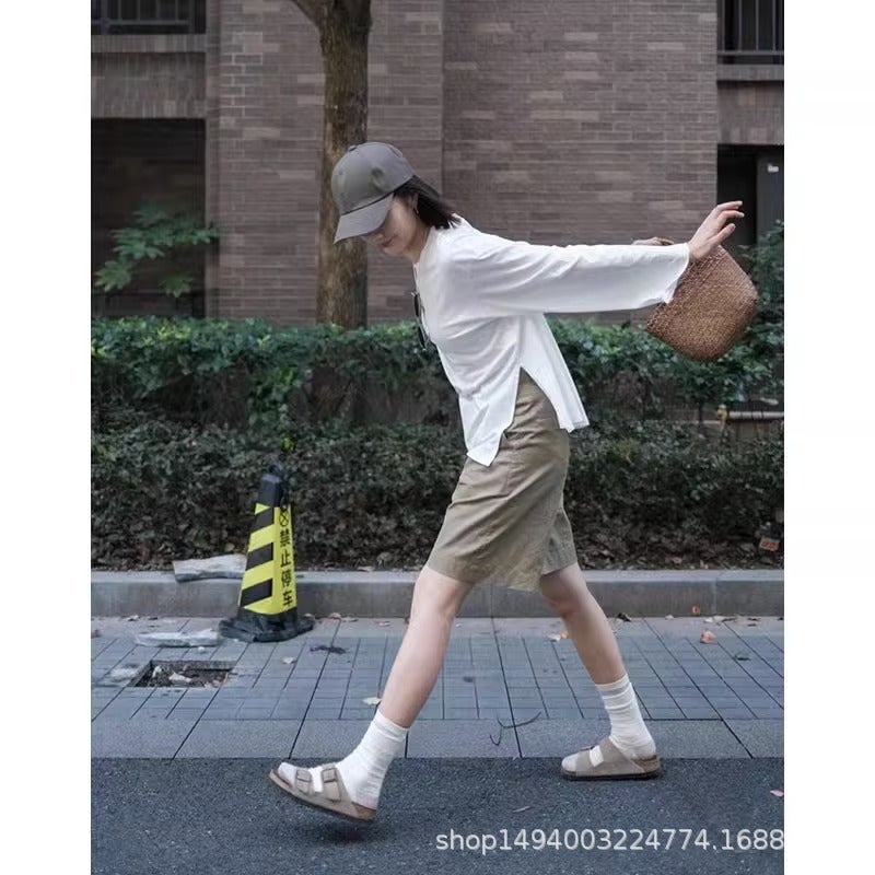 صنادل بيركنستوك النسائية من الفلين مع حزام مزدوج وارتفاع إضافي على الطراز الياباني - Image 2