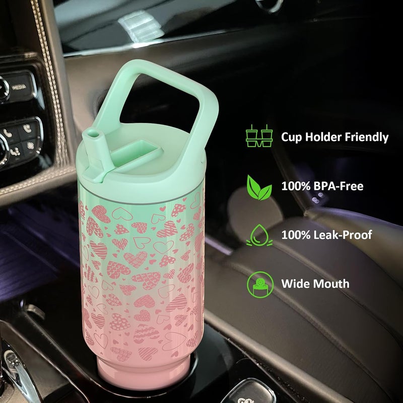 tronco 40 oz Tumbler with Handle and Straw, Leak-Proof Insulated Tumbler with Flip Straw and Top Handle, Reusable Insulated Cup Water Bottle for Home, Outdoors, Fits in Cup Holder, Cold for 30 Hours - Image 5