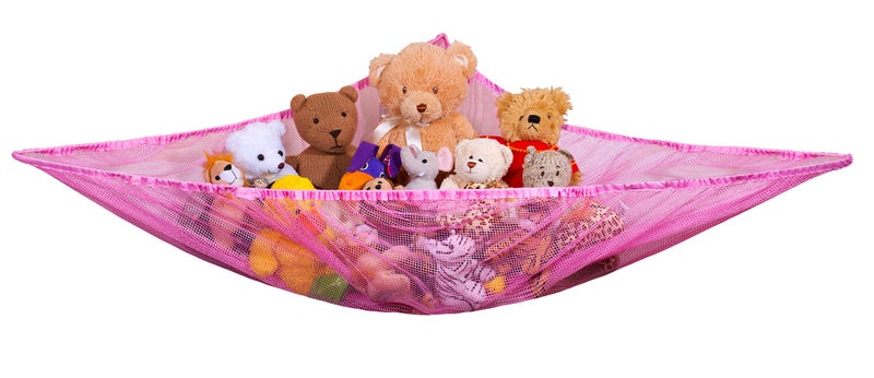 Handy Laundry Jumbo Toy Hammock  Organize stuffed animals or childrens toys Looks great with any dcor while neatly organizing kids toys and stuffed animals Expands to 55 feet  Pink