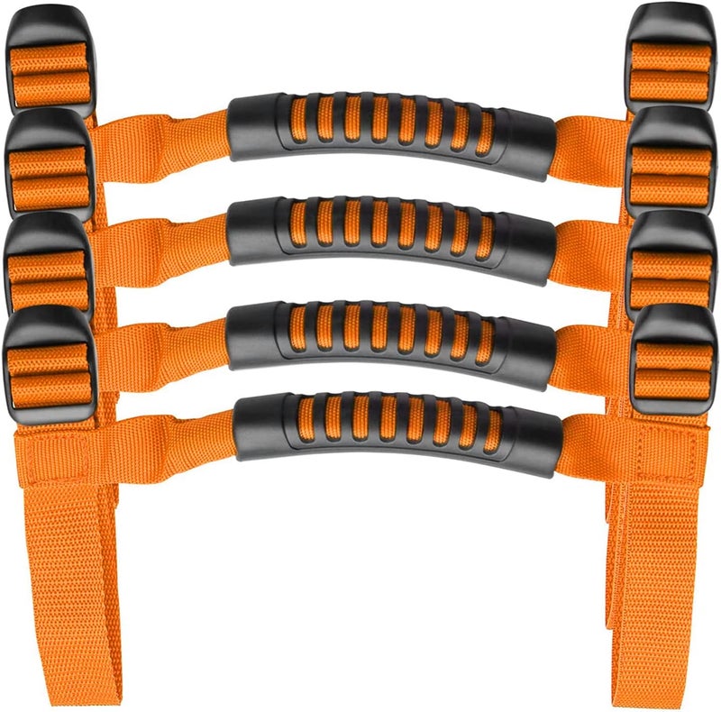 Bentolin 4 x Grip Handle Holder Roll Bar Grab Handles Compatible with Jeep Wrangler Accessories 1987-2021 YJ TJ LJ JK JL Sports Sahara Freedom Rubicon X & Unlimited (Orange) - Image 1