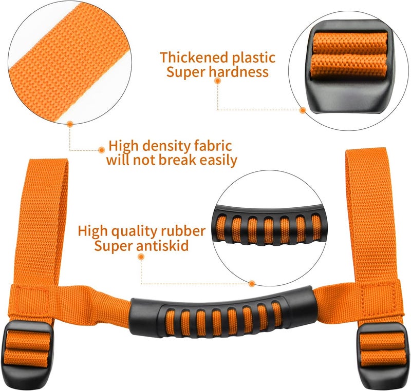 Bentolin 4 x Grip Handle Holder Roll Bar Grab Handles Compatible with Jeep Wrangler Accessories 1987-2021 YJ TJ LJ JK JL Sports Sahara Freedom Rubicon X & Unlimited (Orange) - Image 5