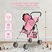 Dolls To Play Baby Doll Stroller for Girls Toddler Play Toy Buggy Carriage Foldable with Canopy Storage Basket Travel Diaper Bag Heart Design - Image 4