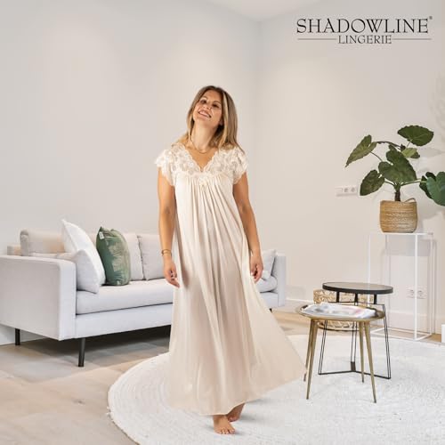 Shadowline Women's Silhouette 53 Inch Short Cap Sleeve Long Gown, Ivory, Small - Image 2