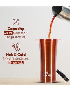 Any Morning Travel Coffee Mug 450/500ml, Stainless Steel Coffee Tumbler, Leakproof Travel Coffee Cup, Spillproof Travel Mugs for Hot and Cold Beverage, 15 oz, Copper Color - SI231905  - Image 4
