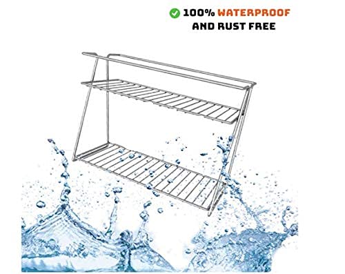 Cri8Hub Stainless-Steel Kitchen Rack, Kitchen Organizer,Counter top Kitchen 2-Layer Corner Storage Rack for Kitchen Rack, 2 Tier Rack (Silver, 1 Pc)(33 * 15 * 26) cm, Tiered Shelf - Image 3